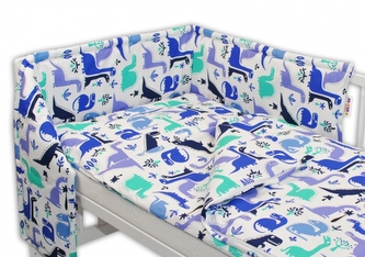 Baby Nellys 3-dílná sada mantinel s povlečením 135x100  -  Dinosaurus modrý; 135x100