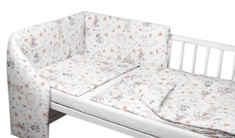 Mantinel s povlečením, bavlna, 3D sada, Cirkus, Baby Nellys, bílá/béžová; 120x90