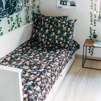 Baby Nellys 2-dílné bavlněné povlečení - Baby Friends, černá/zelená; 140x200/70x80cm