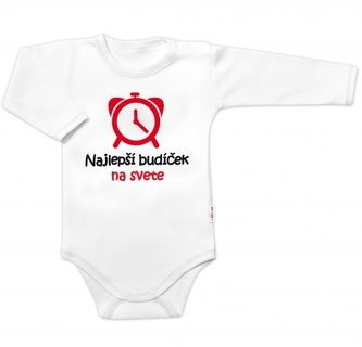 Body dlouhý rukáv Najlepší budíček na svete, Baby Nellys, bílé, vel. 62; 62 (2-3m)