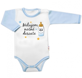 Body dl. rukáv s vtip. textem Baby Nellys, Milujem nočné desiate, vel. 86, kluk; 86 (12-18m)