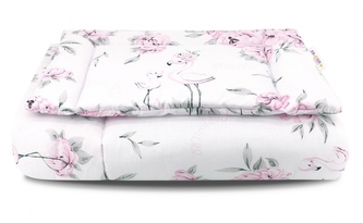 Baby Nellys 2-dílná sada do postýlky s výplní, Plameňák - růžová, 135x100 cm; 135x100