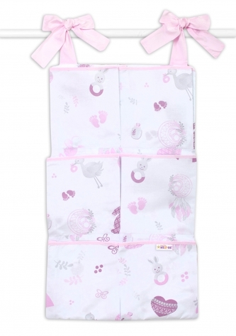 Baby Nellys Kapsář na postýlku 6 kapes, New Love Baby - růžová