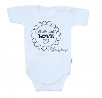 Body krátký rukáv Made with love, Baby Nellys, světle modré, vel. 74; 74 (6-9m)
