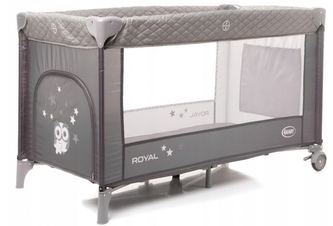 Cestovní postýlka 4 BABY,  Royal Sovička - šedá Cestovní postýlka 4 BABY,  Royal Sovička - šedá
