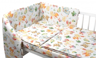 Mantinel s povlečením Premium, 3D sada, Cute Animals - bílá, 120x90 cm; 120x90