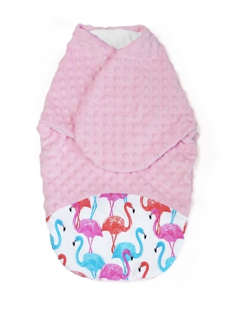 Baby Nellys Zavinovačka, spacáček s minky, 0-6m - Plameňák, minky růžová; 56-68 (0-6 m)