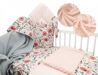 Baby Nellys 6-ti dílná výhodná sada s dárkem pro miminko, 120 x 90 cm - Begónie; 120x90