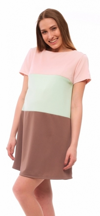 Be MaaMaa Těhotenské, kojící šaty kr. rukáv - béžové