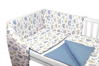 Mantinel s povlečením 3D, Duha, pastelová s potiskem/modrá, Baby Nellys; 120x90