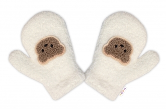 Zimní rukavičky, Medvídek, Baby Nellys, smetanové, 98/104; 98-104 (2-4r)