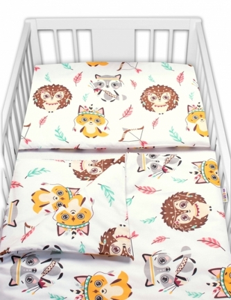 2-dílné bavlněné povlečení Ježek a Liška - bílá/žlutá; 120x90