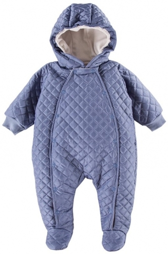 EEVI Dětská přechodová, prošívaná kombinéza s kapucí Jump - modrá; 56 (1-2m)