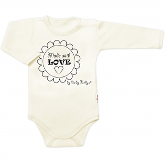 Body dlouhý rukáv Made with love, Baby Nellys, ecru, vel. 68; 68 (3-6m)