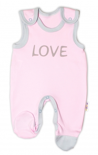 Kojenecké bavlněné dupačky Baby Nellys, Love - růžové, vel. 68; 68 (3-6m)