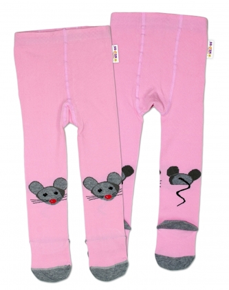 Baby Nellys Bavlněné punčocháče Myšička - růžové, vel. 104/110; 104/110 (3-5r)