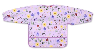 Zástěrka, bryndák nepromakavý s dlouhým rukávem a kapsíčkou BabyOno - Garden, lila