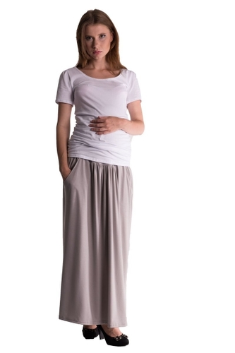 Be MaaMaa Maxi dlouhá sukně MAXINA  - sv. šedá