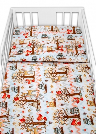 Baby Nellys 2-dílné bavlněné povlečení - Koloušek a kamarádi; 120x90