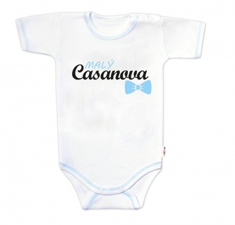 Body krátký rukáv s vtipným textem Baby Nellys, Malý Casanova, kluk, vel. 80; 80 (9-12m)