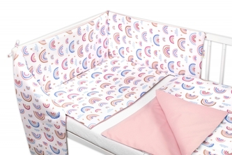 Mantinel s povlečením 3D, Duha, pastelová s potiskem/pudrová, Baby Nellys; 120x90