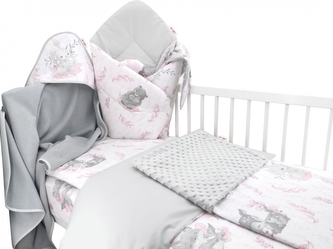 Baby Nellys 6-ti dílná výhod. sada s dárkem pro miminko, 135 x 100, LULU, růžová,šedá