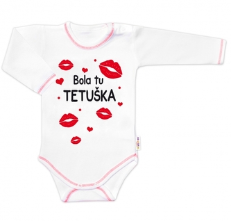 Body dlouhý rukáv s vtipným textem Baby Nellys, Bola tu TETUŠKA, vel. 68; 68 (3-6m)