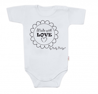 Body krátký rukáv Made with love, Baby Nellys, šedé, vel. 74; 74 (6-9m)