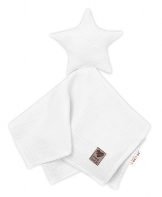 Baby Nellys Mušelínový mazlíček, přítulníček Hvězdička, bílý