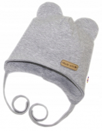 Čepička na zavazování, bavlna, Little Teddy, Baby Nellys, šedá, melírovaná; 50/56 (0-2m)