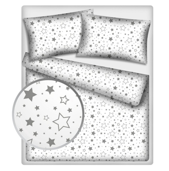 Baby Nellys Bavlněné povlečení 140 x 200/70 x 90 - Šedé hvězdy a hvězdičky; 140x200/70x90cm