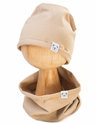 Čepice s nákrčníkem bavlna, Little Bear, Baby Nellys, cappuccino, vel. 92/98; 92/98 (18-36m)
