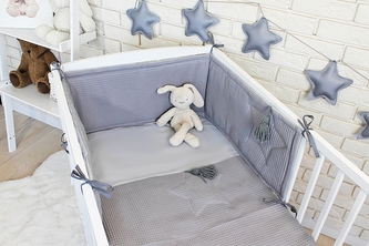 Baby Nellys 3 dílná sada Mantinel s povlečením vafelek - šedá, 135 x 100 cm; 135x100
