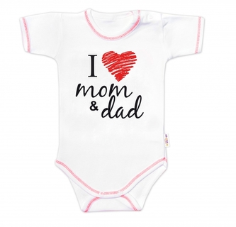 Body krátký rukáv Baby Nellys, I love mom & dad; 56 (1-2m)