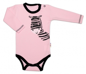 Baby Nellys Body dlouhý rukáv, růžové, Zebra, vel. 68; 68 (3-6m)