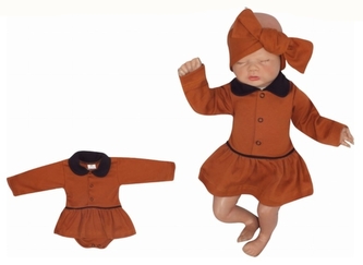 Z&Z Sukničkobody dlouhý rukáv s límečkem - čokoladové; 56 (1-2m)