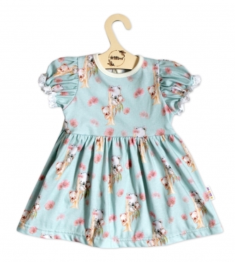 Bavlněné šatičky s ozdobným rukávkem Koala, Baby Nellys, sv. modré, vel. 80; 80 (9-12m)