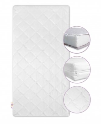 Matrace do postýlky kokos/pěna/pohanka, 120x60x10cm, Baby Nellys - bílá; 120x60