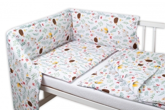 Baby Nellys 3-dílná sada Mantinel s povlečením - Kamarádi louky, bílá, 135x100 cm; 135x100