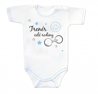 Body krátký rukáv s vtipným textem Baby Nellys, Trenér celé rodiny, vel. 68; 68 (3-6m)