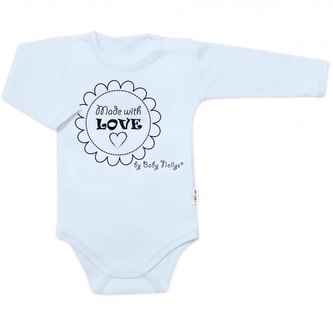Body dlouhý rukáv Made with love, Baby Nellys, světle modré, vel. 62; 62 (2-3m)