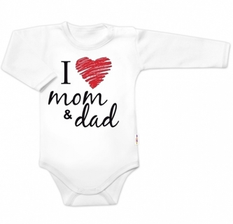 Body dlouhý rukáv Baby Nellys, I love mom & dad, vel. 74, unisex; 74 (6-9m)
