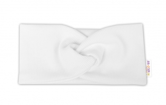 Baby Nellys Hand Made Dvouvrstvá žebrovaná čelenka, bílá, 68/74