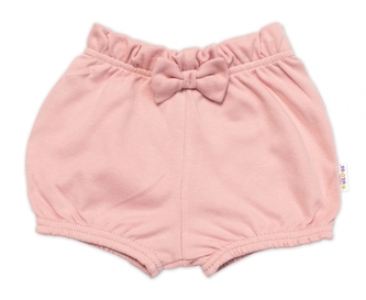 Kraťásky s mašličkou Baby Nellys, bavlna, pudrové, vel. 80; 80 (9-12m)
