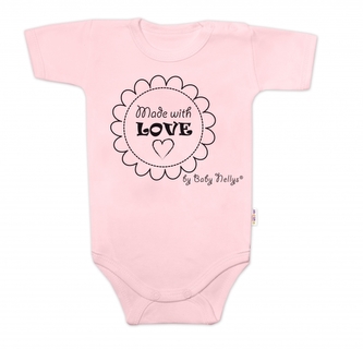 Body krátký rukáv Made with love, Baby Nellys, růžové; 56 (1-2m)