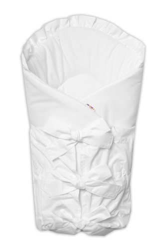 Baby Nellys Klasická retro šněrovací zavinovačka s volánkem nejen na křtiny - bílá