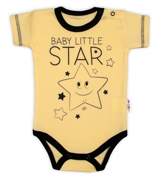 Body krátký rukáv Baby Nellys, Baby Little Star - žluté, vel. 86; 86 (12-18m)