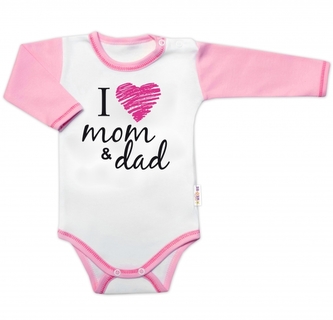 Body dlouhý rukáv Baby Nellys, I love mom & dad, holka, vel. 80; 80 (9-12m)