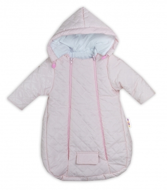 Kombinézka s kapucí do autosedačky, kočárku Lux Baby Nellys ®prošívaná - růžová, vel. 62; 62 (2-3m)