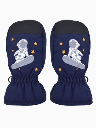 Dětské zimní, nepromokavé palčáky, Kosmonaut, granát, vel. 104/110, 14 cm; 104/110 (3-5r)